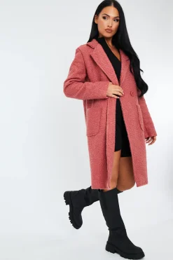 Rebellious Fashion Pink Mid Length Teddy Coat - Madelin