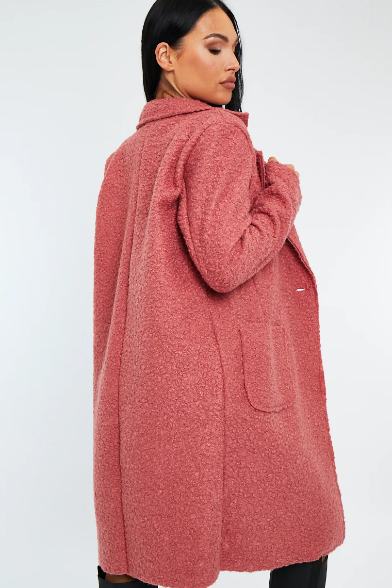 Rebellious Fashion Pink Mid Length Teddy Coat - Madelin