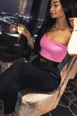 Rebellious Fashion Pink One Shouldered Crop Top - Kamri