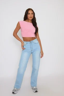 Rebellious Fashion Pink Open Back Crop Top - Iona