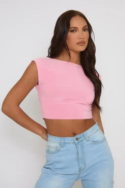 Rebellious Fashion Pink Open Back Crop Top - Iona