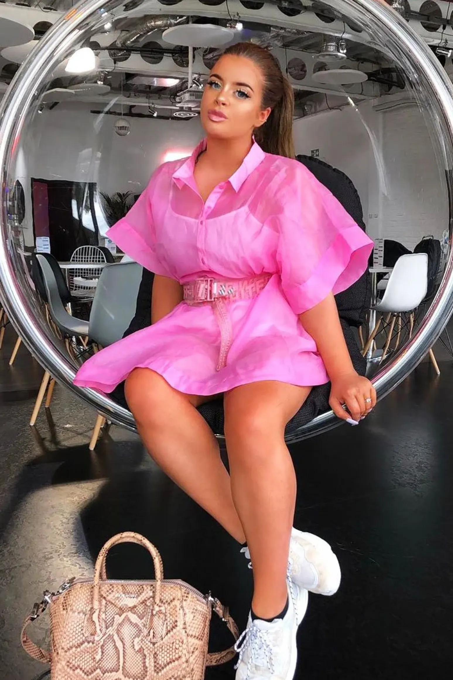 Rebellious Fashion Pink Organza Shirt Slip Insert Dress - Nickie