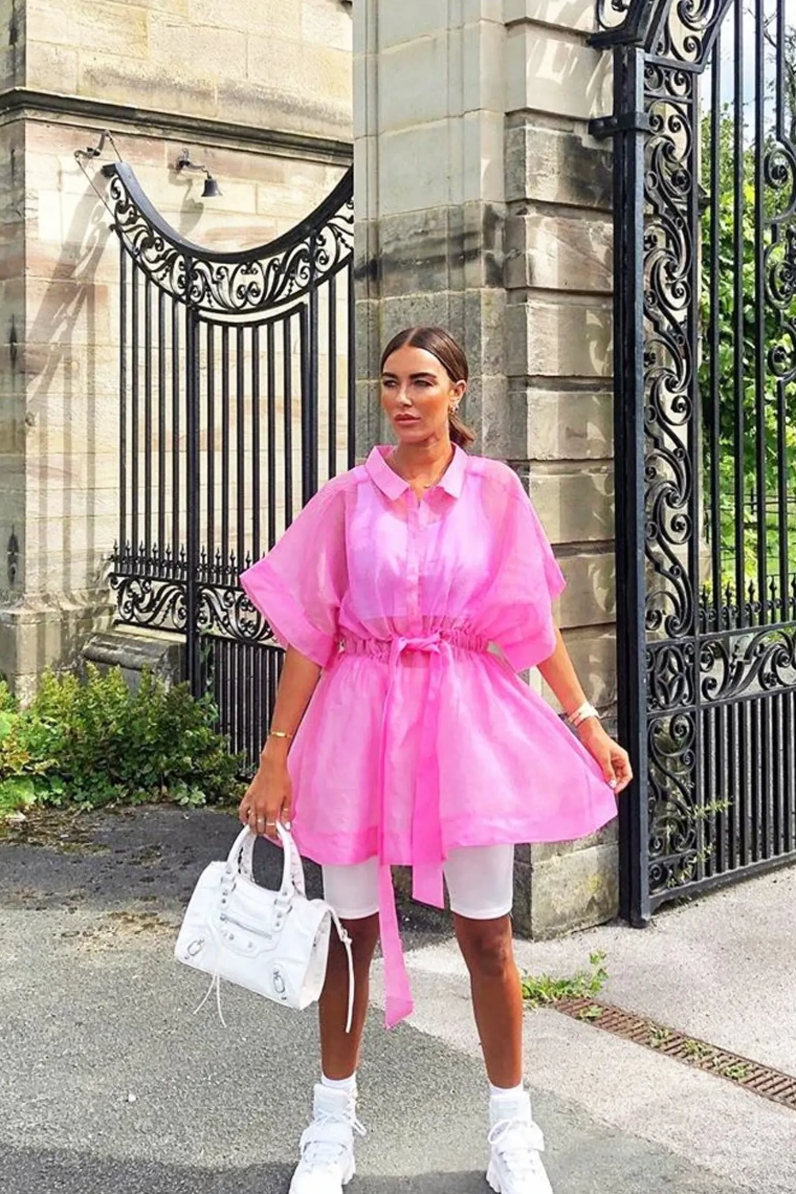 Rebellious Fashion Pink Organza Shirt Slip Insert Dress - Nickie