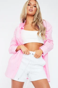 Rebellious Fashion Pink Oversized Button Up Shirt - Eliza