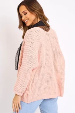 Rebellious Fashion Pink Oversized Chunky Knit Cardigan - Courtney