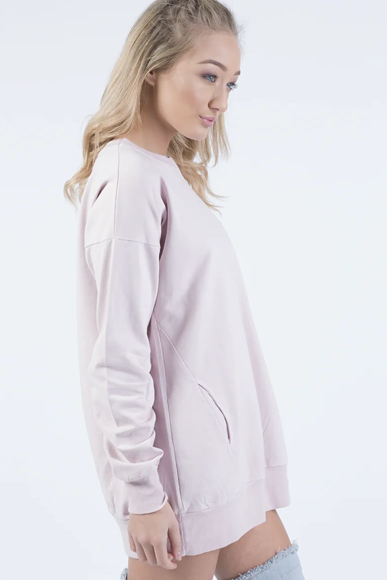 Rebellious Fashion Pink Oversized Ruched Sleeve Jumper Dress - Hayley