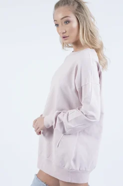 Rebellious Fashion Pink Oversized Ruched Sleeve Jumper Dress - Hayley