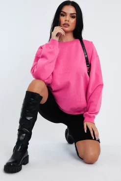 Rebellious Fashion Pink Oversized Sweatshirt - Tesse