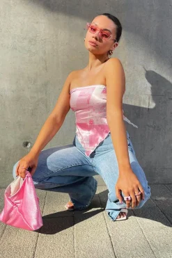 Rebellious Fashion Pink Paisley Printed Bandana Scarf Top - Maesie