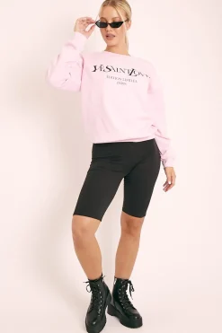 Rebellious Fashion Pink Parisian Slogan Front Oversized Sweatshirt - Tamy