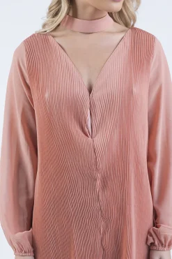 Rebellious Fashion Pink Pleated Choker Playsuit - Mya