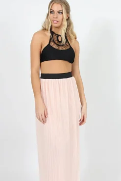 Rebellious Fashion Pink Pleated Maxi Skirt - Shanice