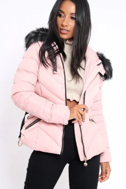 Rebellious Fashion Pink Quilted Coat - Poppie