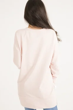 Rebellious Fashion Pink Ribbon Lace Up Dipped Hem Jumper - Wilma
