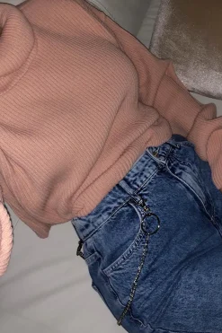 Rebellious Fashion Pink Rib Knit Roll Neck Jumper - Brinna