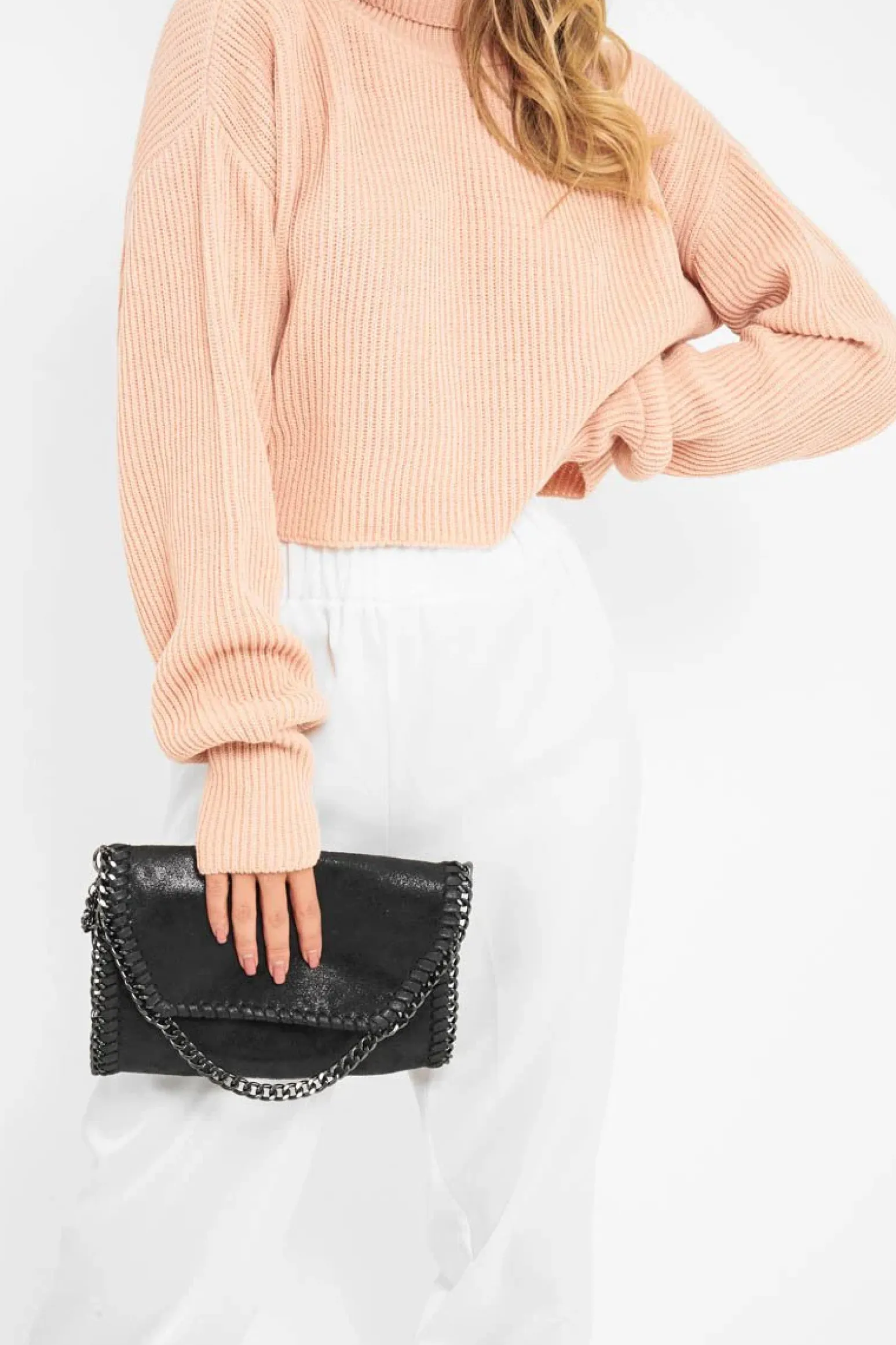 Rebellious Fashion Pink Rib Knit Roll Neck Jumper - Brinna