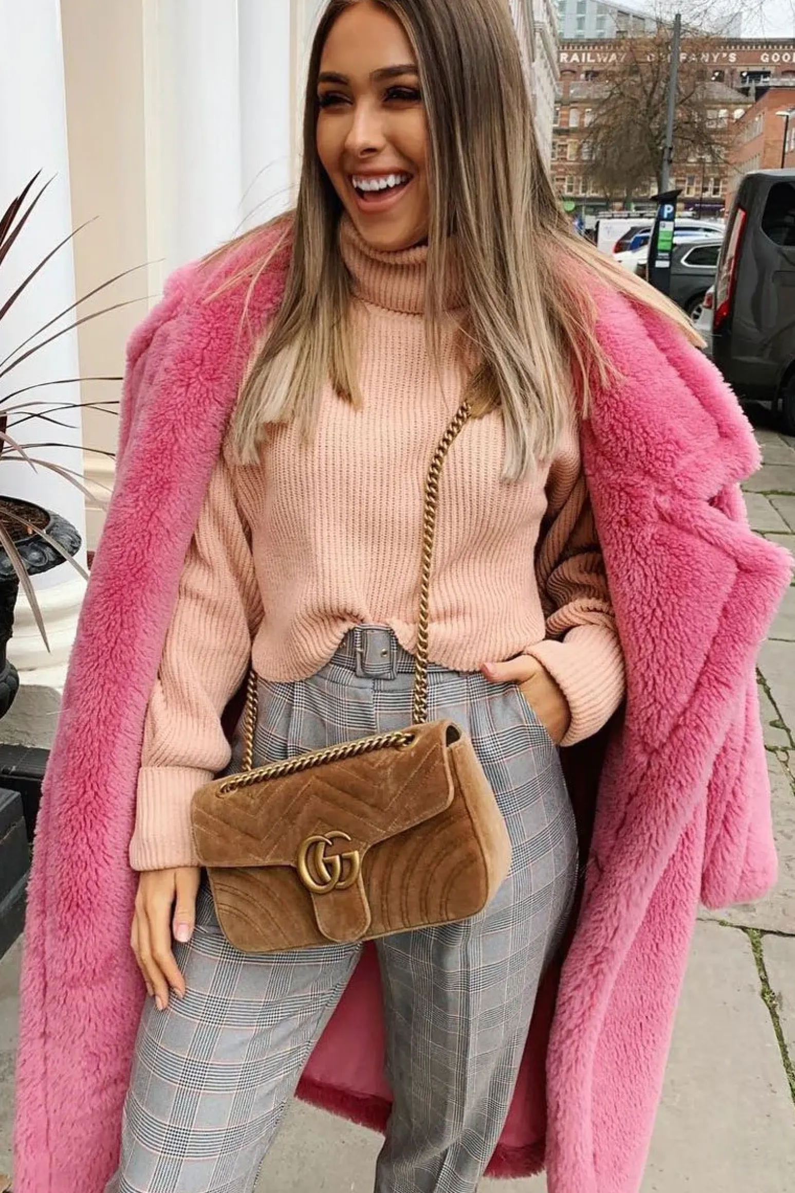 Rebellious Fashion Pink Rib Knit Roll Neck Jumper - Brinna