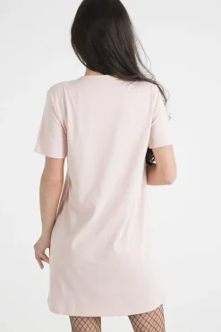 Rebellious Fashion Pink 'Riding In California' Graphic Print Cut Out Pin Detail T-Shirt Dress - Harper