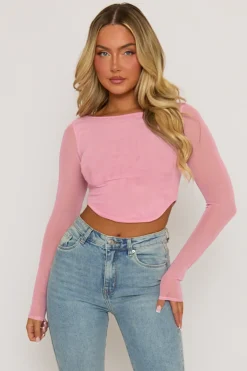 Rebellious Fashion Pink Semi Sheer Mesh Top - Rosaleen