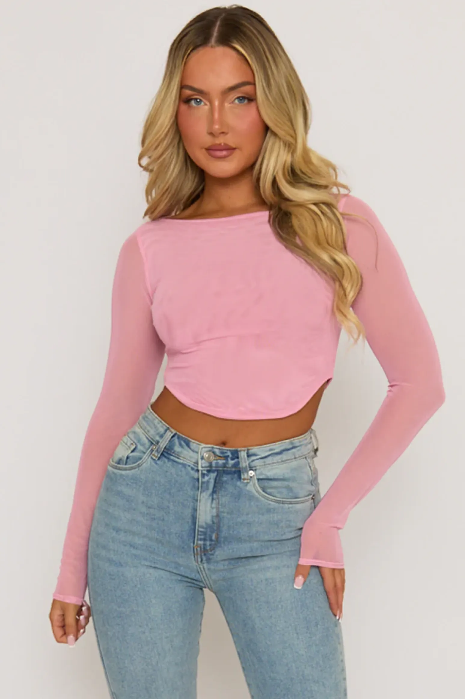 Rebellious Fashion Pink Semi Sheer Mesh Top - Rosaleen