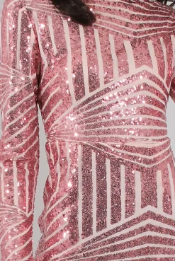 Rebellious Fashion Pink Sequin Bodycon Dress - Rosalie
