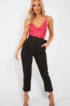 Rebellious Fashion Pink Sheer Lace Bodysuit - Katia