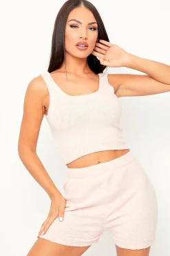 Rebellious Fashion Pink Soft Crop Top + Shorts Loungewear Co-ord - Vadie
