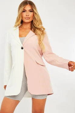 Rebellious Fashion Pink Splice Oversized Blazer - Henny