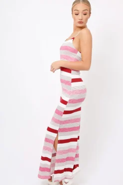 Rebellious Fashion Pink Striped Maxi Dress - Kiah