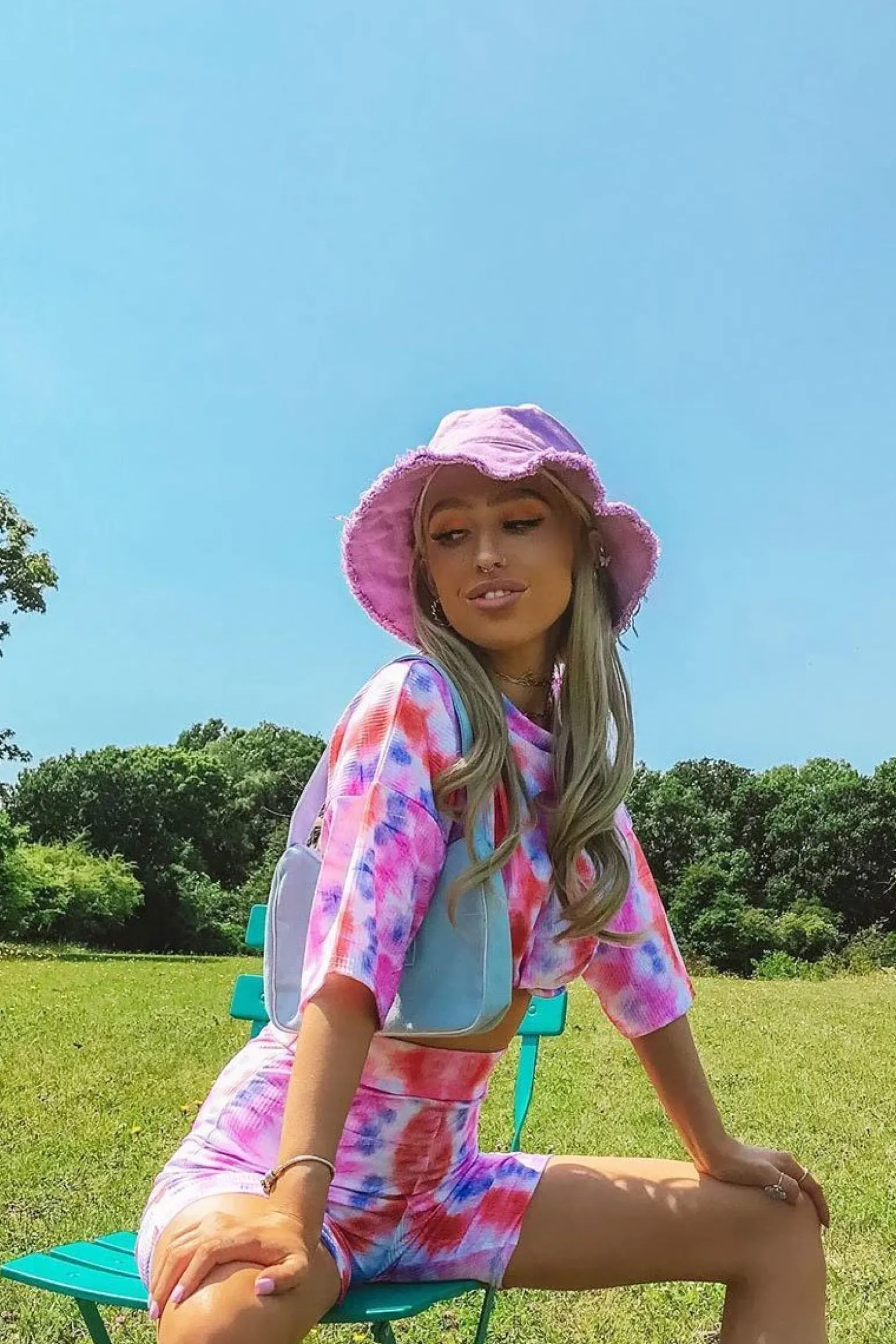 Rebellious Fashion Pink Tie Dye Ribbed Cycling Shorts Co-ord - Haizlee