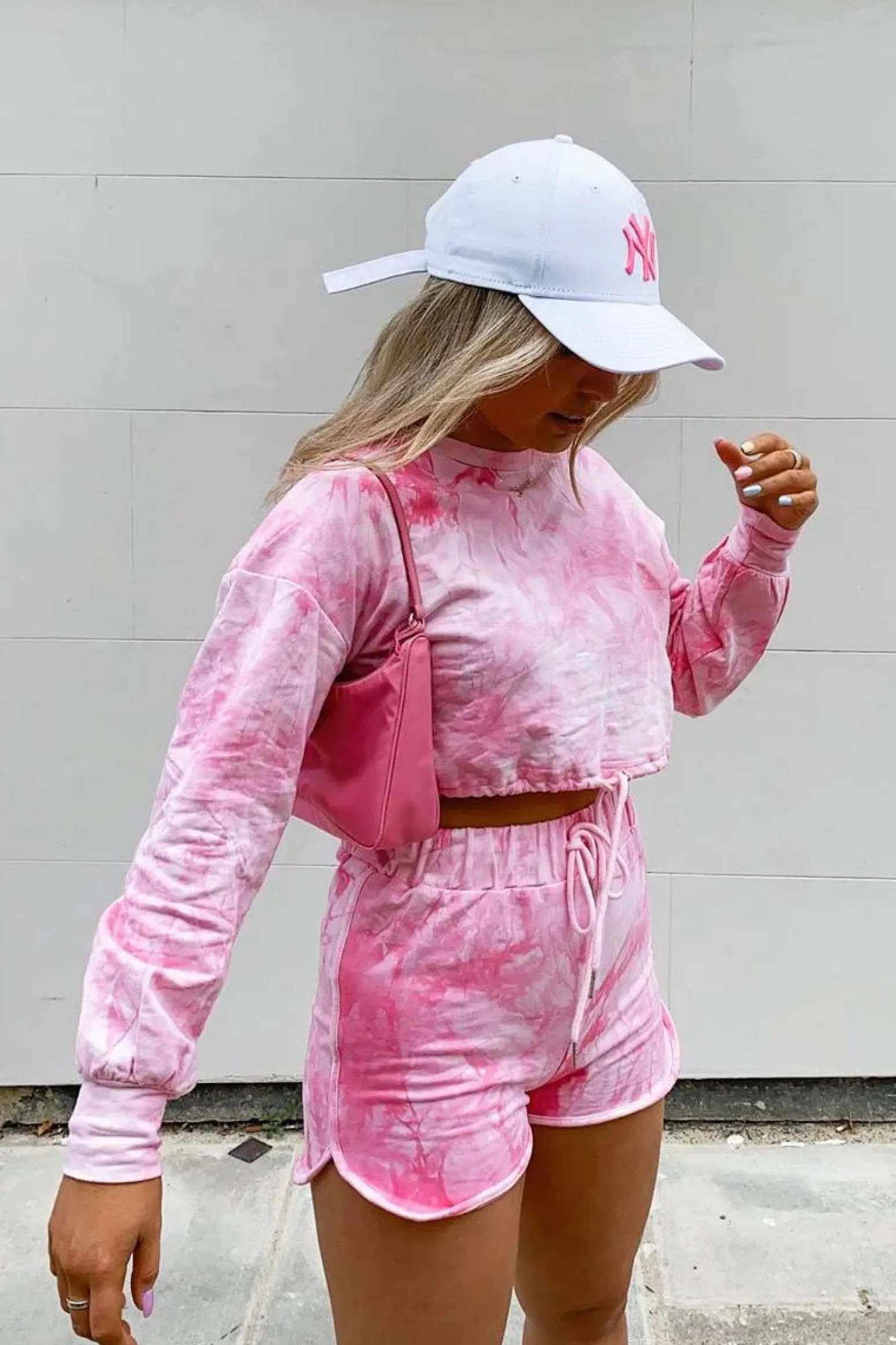 Rebellious Fashion Pink Tie Dye Sweatshirt Shorts Loungewear Set - Jessa