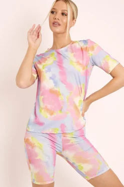 Rebellious Fashion Pink Tie Dye T-shirt and Cycling Shorts Co-ord - Emmalin