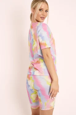 Rebellious Fashion Pink Tie Dye T-shirt and Cycling Shorts Co-ord - Emmalin