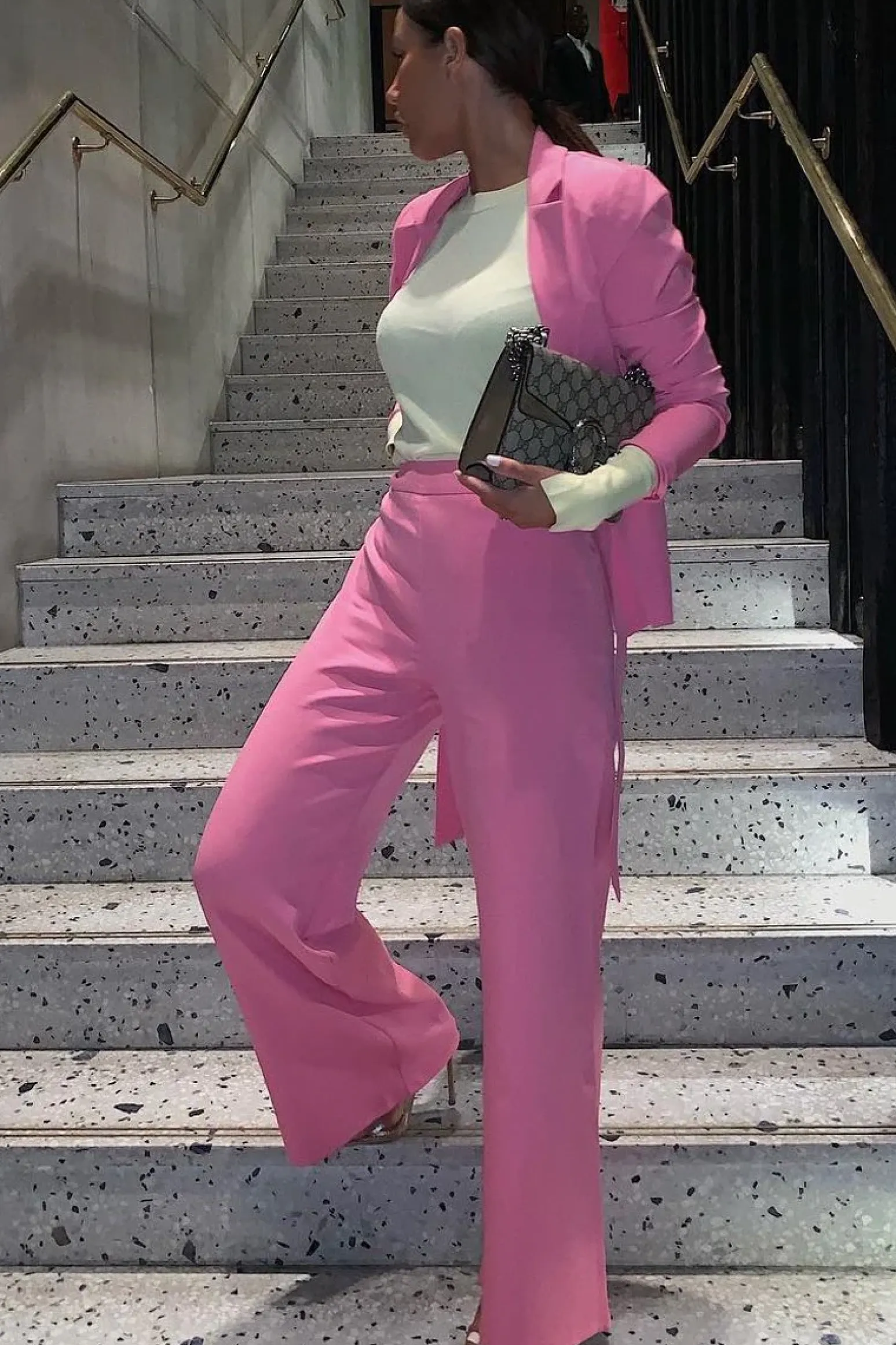 Rebellious Fashion Pink Tie Front Blazer Wide Leg Trouser Co-Ord - Saphira