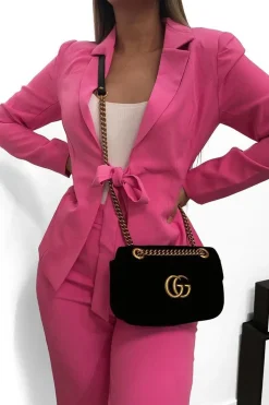 Rebellious Fashion Pink Tie Front Blazer Wide Leg Trouser Co-Ord - Saphira