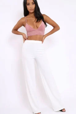 Rebellious Fashion Pink Velvet Striped Bralet - Elina