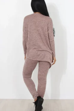 Rebellious Fashion Pink V Neck Loungewear Set-Kimi