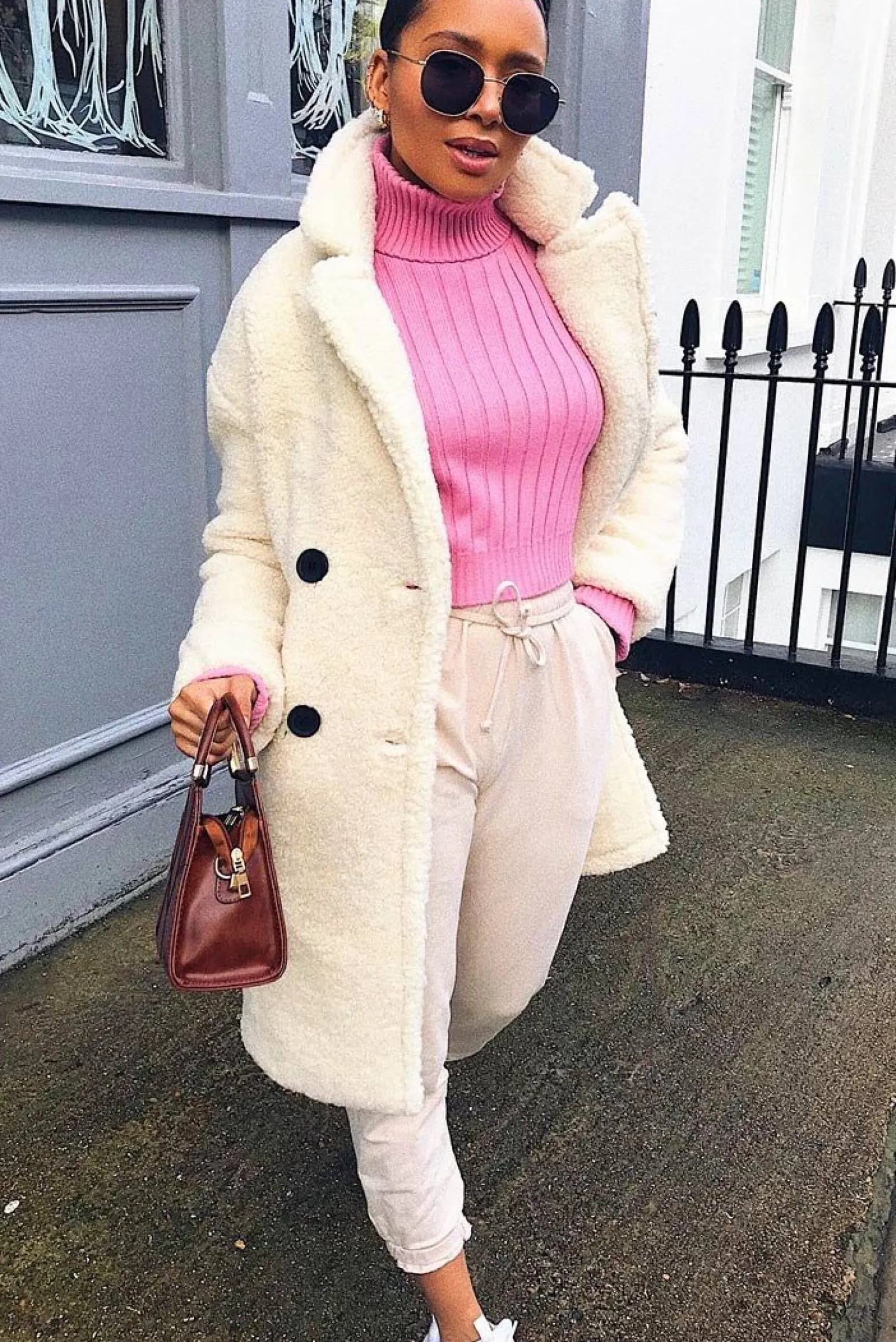 Rebellious Fashion Pink Wide Rib Roll Neck Jumper - Joyanna