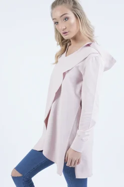 Rebellious Fashion Pink Wrap Around Oversized Hoodie - Yasmin