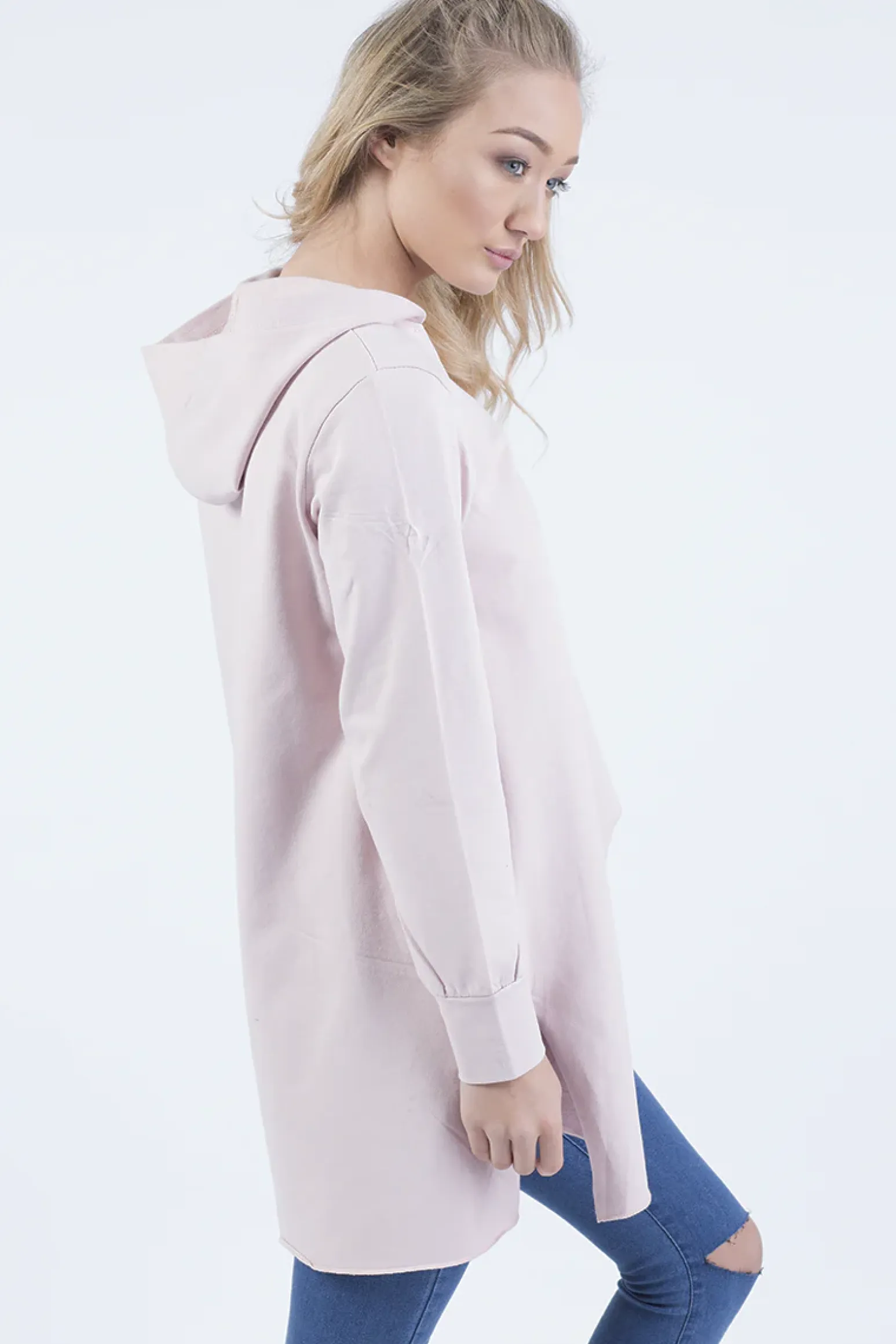 Rebellious Fashion Pink Wrap Around Oversized Hoodie - Yasmin