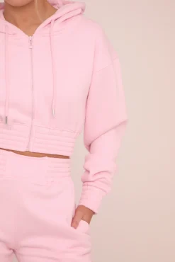 Rebellious Fashion Pink Zip Front Elasticated Detail Loungewear Co-ord Set - Carmel