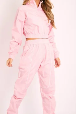 Rebellious Fashion Pink Zip Front Hoodie Cuff Jogger Co-Ord - Kason