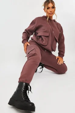 Rebellious Fashion Plum Pocket Hoodie and Joggers Tracksuit - Aafiya