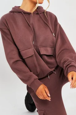 Rebellious Fashion Plum Pocket Hoodie and Joggers Tracksuit - Aafiya