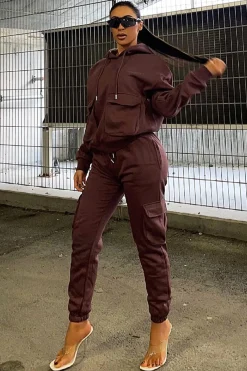 Rebellious Fashion Plum Pocket Hoodie and Joggers Tracksuit - Aafiya