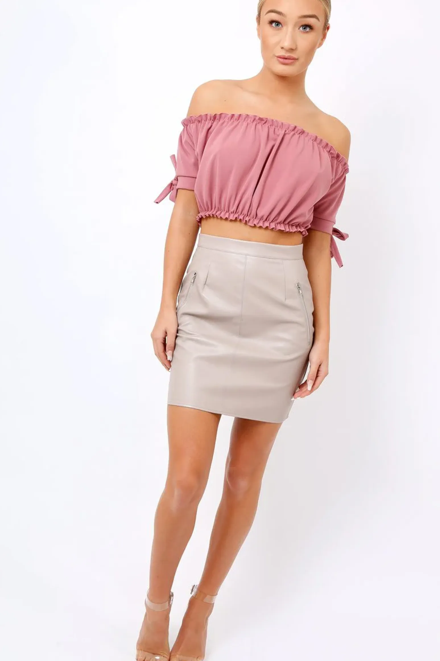 Rebellious Fashion Plum Ruched Bardot Gypsy Crop Top - Janette