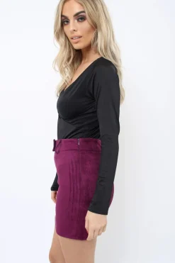 Rebellious Fashion Plum Suedette Mini Skirt - Makinze