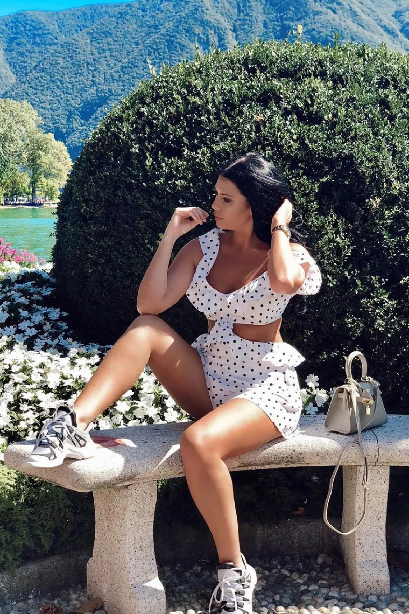 Rebellious Fashion Polka Dot Frill Cut Out Playsuit - Karris