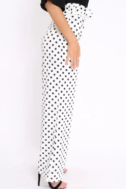 Rebellious Fashion Polka Dot Paper Bag Tie Waist Wide Leg Trousers - Kennedy