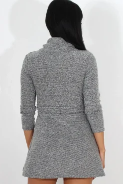 Rebellious Fashion Poppie Grey Cowl Neck Dress